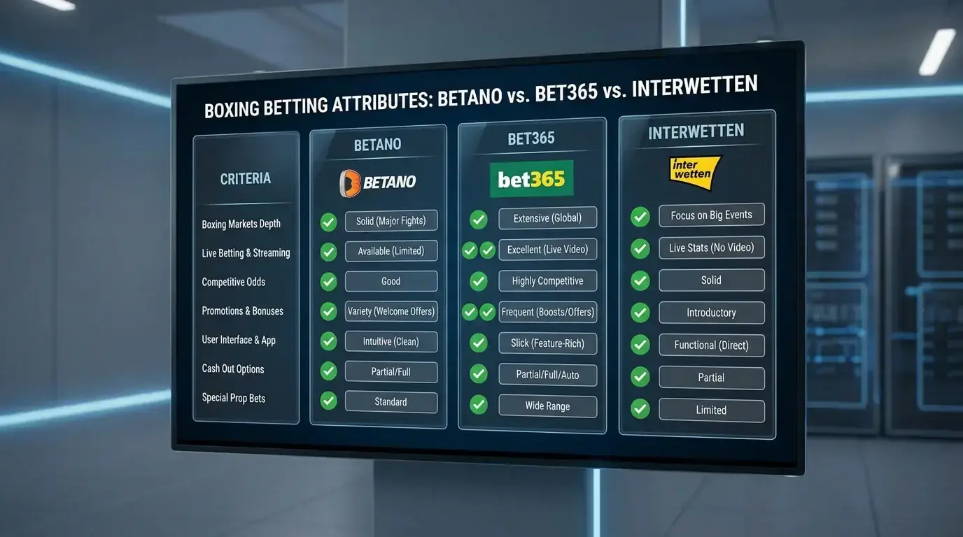 Betano Boxen im Anbietervergleich – Gesamtbewertung gegenüber Bet365 und Interwetten für Boxwetter
